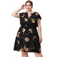 thumbnail image 3 of Vestido de talgrande pamujer con cuello en V y cinturón de verano vestidos florales Negro 3X, 3 of 6