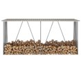 thumbnail image 1 of vidaXL Garden Log Storage Shed Galvanised Steel 330x84x152 cm Brown, 1 of 4