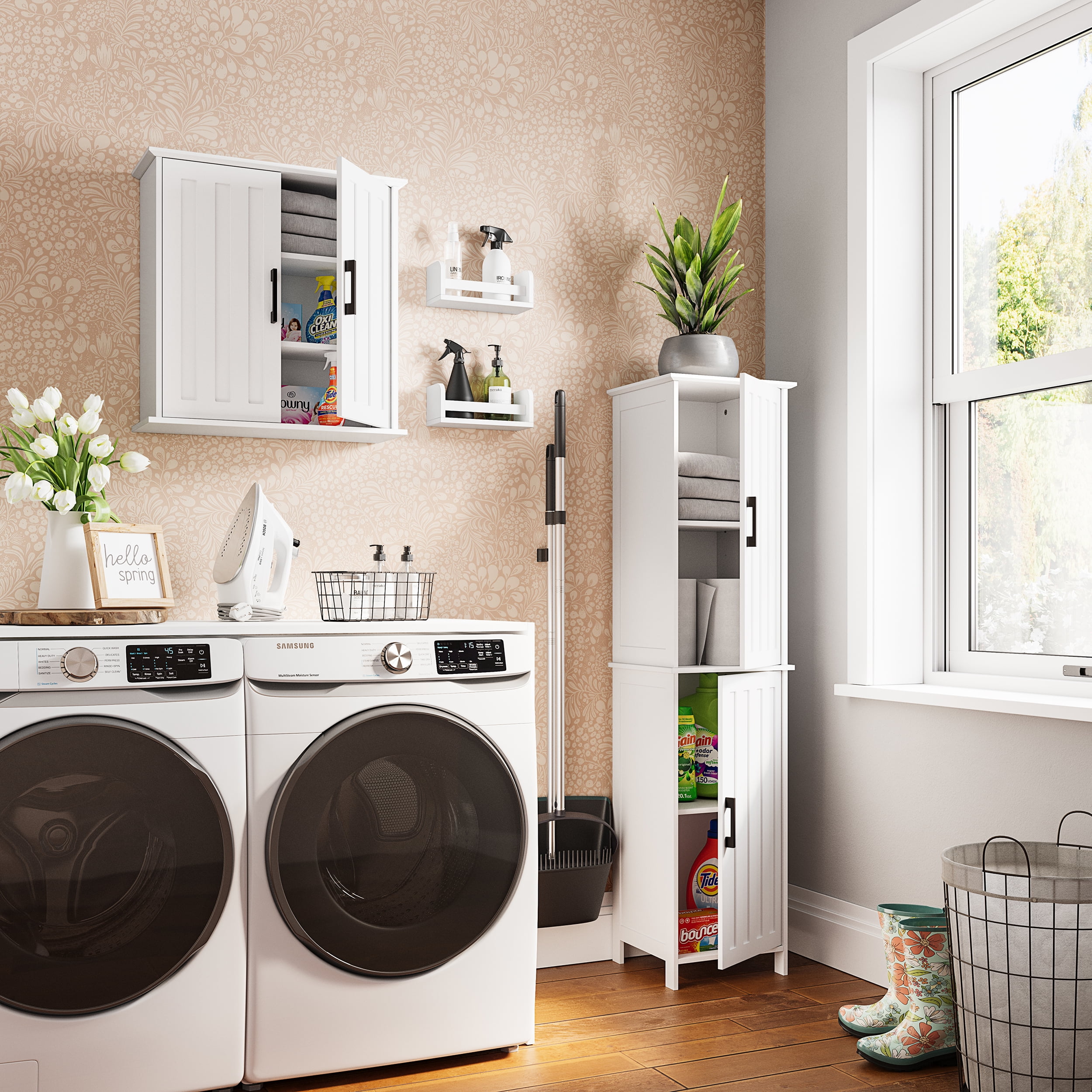 RiverRidge Monroe 2-Door Bathroom Medicine Cabinet Laundry Wall Shelf Storage - White