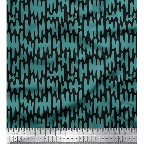 Soimoi Black Cotton Voile Fabric Liquid Drip Abstract Print Fabric by Yard 42 Inch Wide