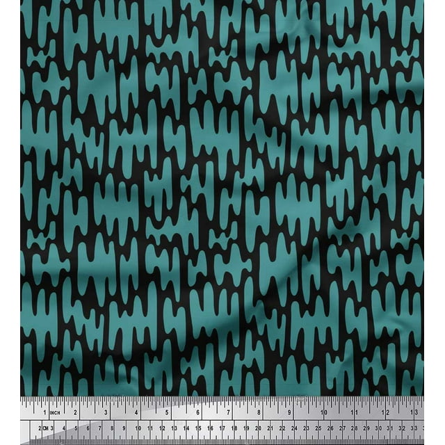 Soimoi Black Heavy Satin Fabric Liquid Drip Abstract Fabric Prints By Yard 54 Inch Wide