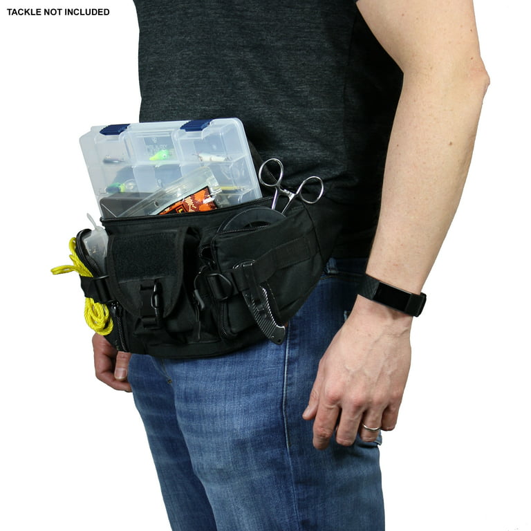 Osage River Gear Fishing Tackle Bag, Waist Fanny Pack Portable Storage,  Crossbody Sling Bag - Black 