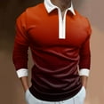 thumbnail image 3 of Aayomet Mens Long Sleeve Polo Shirts Shirt Turn Down Collar Long Sleeve Tops T Shirt (Orange, M), 3 of 4