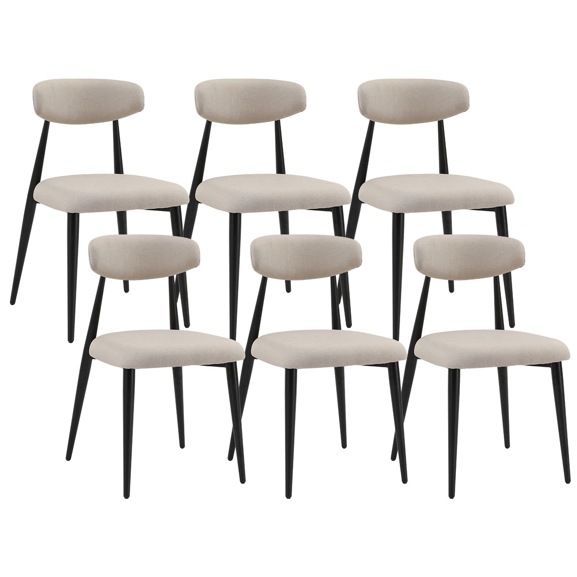 Kadyn Modern Dining Chairs Set of 6, Dining Room Chairs with Curved Backrest Round, Upholstered Kitchen Chairs for Living Room, Light Grey