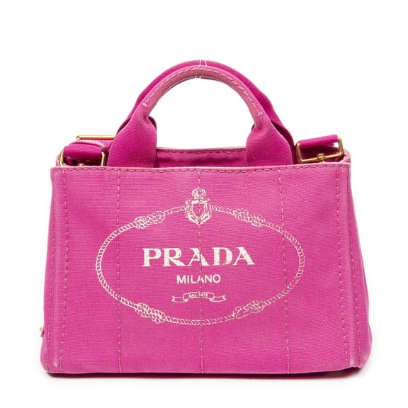 Pre-Owned Prada Fuchsia Pink Small Canapa Tote Shoulder bag Canapa Canvas
