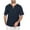 30#Navy, variant on Men's Fashion Shirt Short Sleeve Beach V-Neck Drawstring printing Yoga African Summer Cotton And Linen Top
