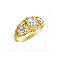thumbnail image 3 of RYLOS Rings for Women 14K Gold Plated Silver Ring Filigree Heart Birthstone Ring 6X4MM Gemstone & Diamonds April White Topaz Jewelry for Women Size 10, 3 of 6