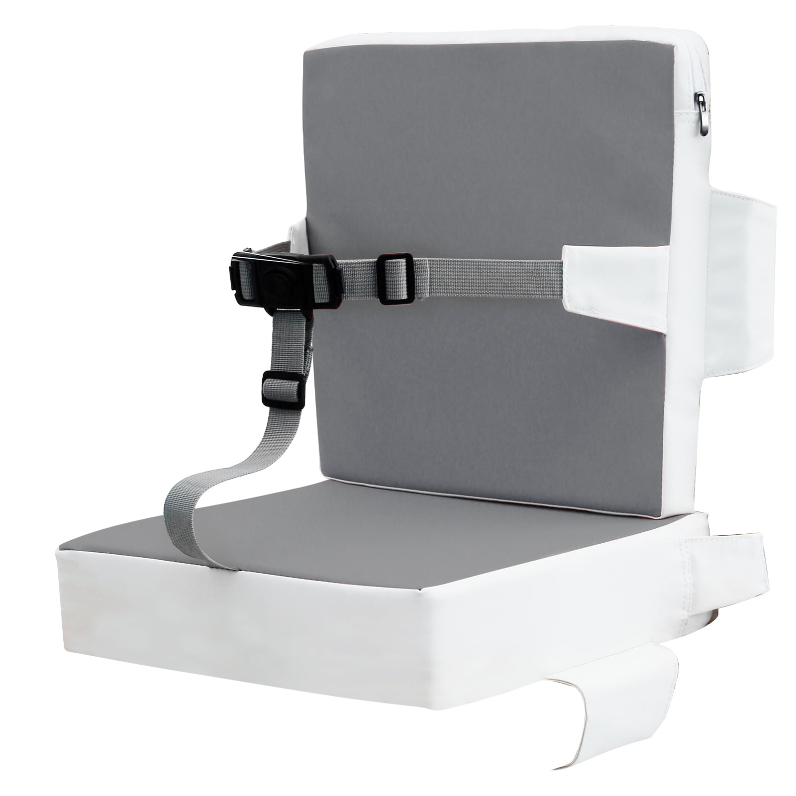 Dznils Toddler Booster Seat for Dining Table, with Backrest, Safety Buckles, Non-Slip Bottom, Gray