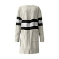 thumbnail image 3 of Tawop Womens Sweaters and Cardigans Lightweight Cardigans for Women Autumn Striped Long Sleeve Knitted Long-Length Sweater Beige L, 3 of 8