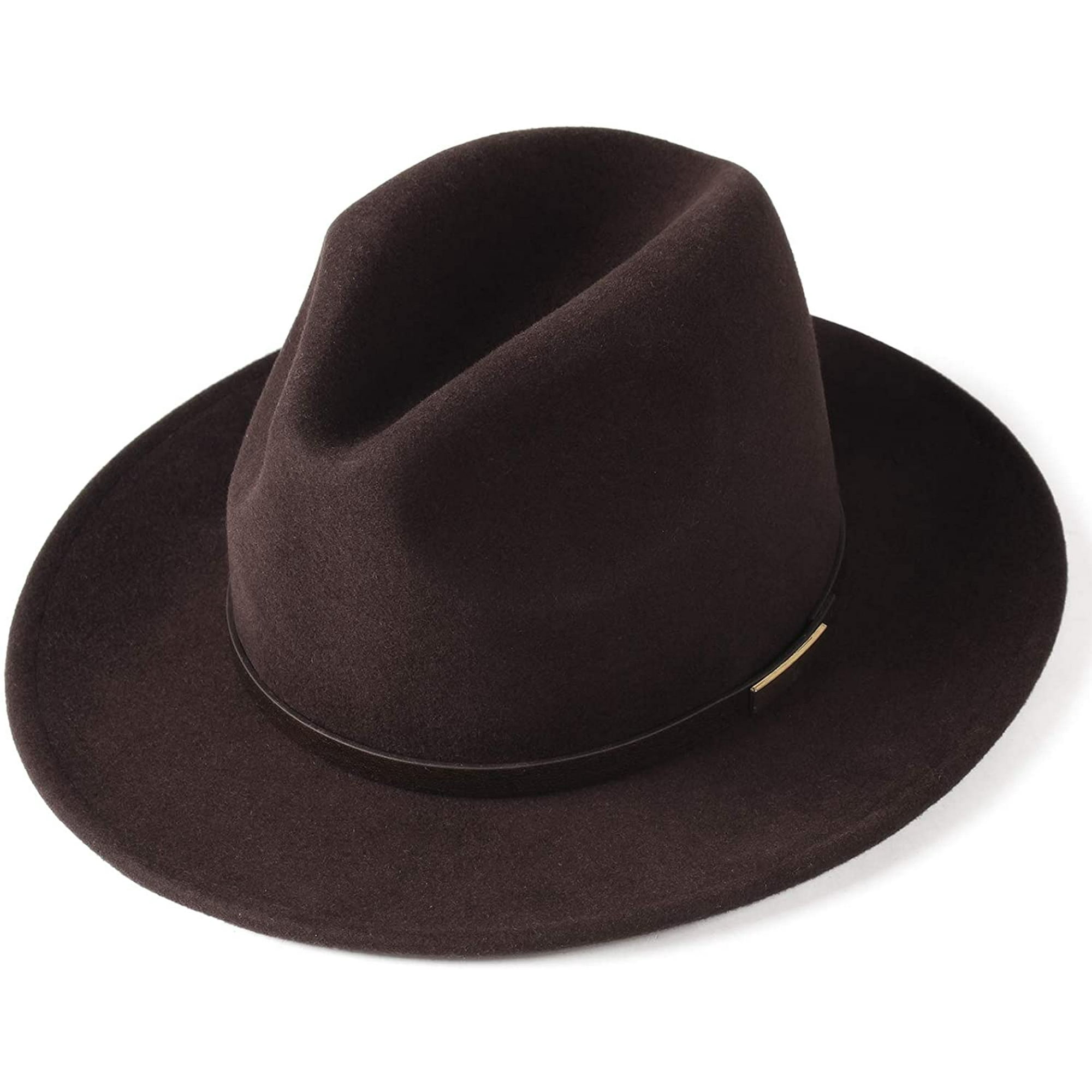 HTOOQ Fedora Hats for Men Women 100 Australian Wool Felt Wide Brim Hat Leather Belt Crushable Packable Walmart