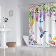 thumbnail image 5 of ZXMBF Cortina de ducha con diseño de colibrí y flores de acuarela, diseño de pájaros, mariposas, plantas florales, naturaleza, decoración moderna para el hogar, baño, bañera, tela impermeable de 71.7, 5 of 5