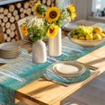 thumbnail image 4 of Teal Yellow Oil Painting Round 15 Inch Placemats Set of 4, Contemporary Abstract Art HeatResistant Non Slip Place Mats for Dining Table, Wipeable Braided Kitchen Table Mats for Housewarming, 4 of 9