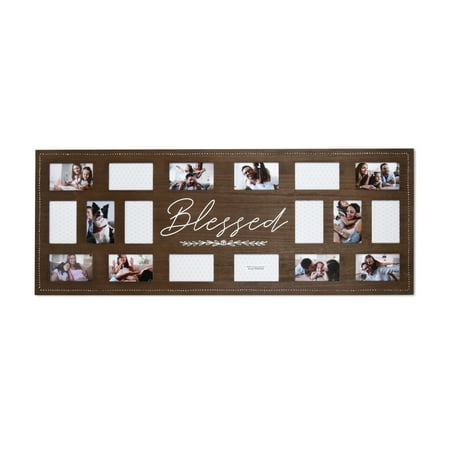 Prinz 18 Opening 19" x 48" Blessed Clip Collage Photo Display, Brown