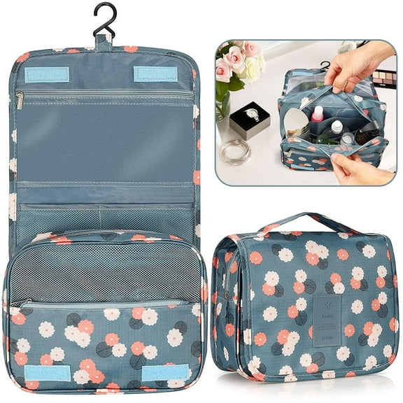 Toiletry Bag Travel Bag with Hanging Hook, Waterproof Makeup Cosmetic Bag Travel Organizer for Accessories, Full-size Container, Large Capacity