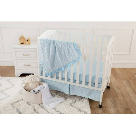 American Baby Company Heavenly Soft Minky Dot 3-Piece Mini/Portable Crib Bedding Set, Blue, for Boys and