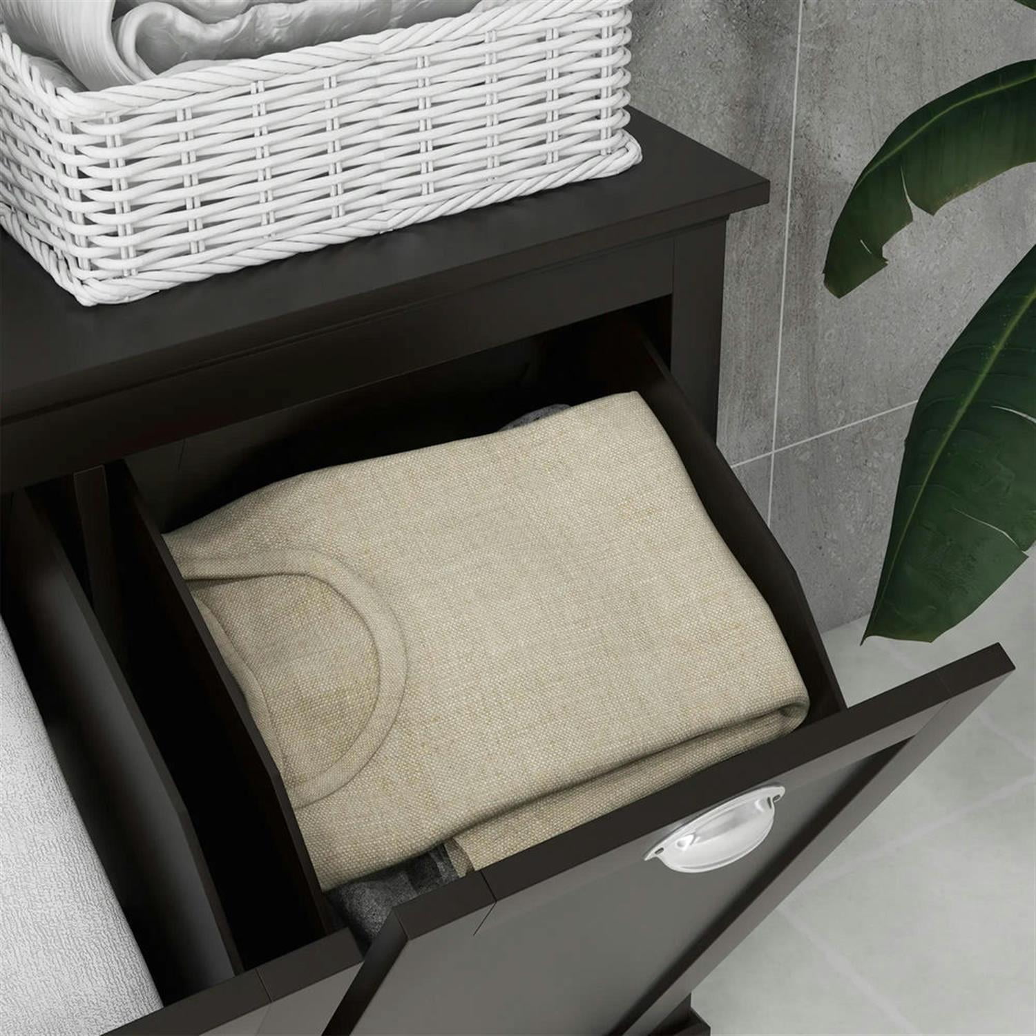 Demi Bonn 27" Bathroom Storage Cabinet with Tilt-Out Trash, Laundry Cabinet with 2 Laundry Basket for Kitchen, Living Room, Black