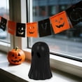 thumbnail image 2 of Paper Mache Ghost Halloween Decoration,DIY-Friendly Tabletop Decor,Small Little Resin Ghost Figurine,Eco-Friendly Decorative Craft for Halloween Party Favors Dollhouse Collectible(4x2.6")(Black), 2 of 9