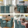 thumbnail image 5 of NANAHuang High Stretch Dining Room Chair Covers with Skirt Easy Fit Removable Spandex Kitchen Parson Chair Slipcovers Washable Chair Protector for Wedding Party Banquet Hotel(Set of 6,Green), 5 of 6