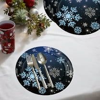 Japceit Black Snowflake Paper Plates Set, Winter Themed Party Tableware Collection, Disposable Dinnerware for Christmas and New Year Celebration Supplies