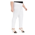 thumbnail image 3 of CALVIN KLEIN Womens White Zippered Evening Skinny Pants Plus 16W, 3 of 4