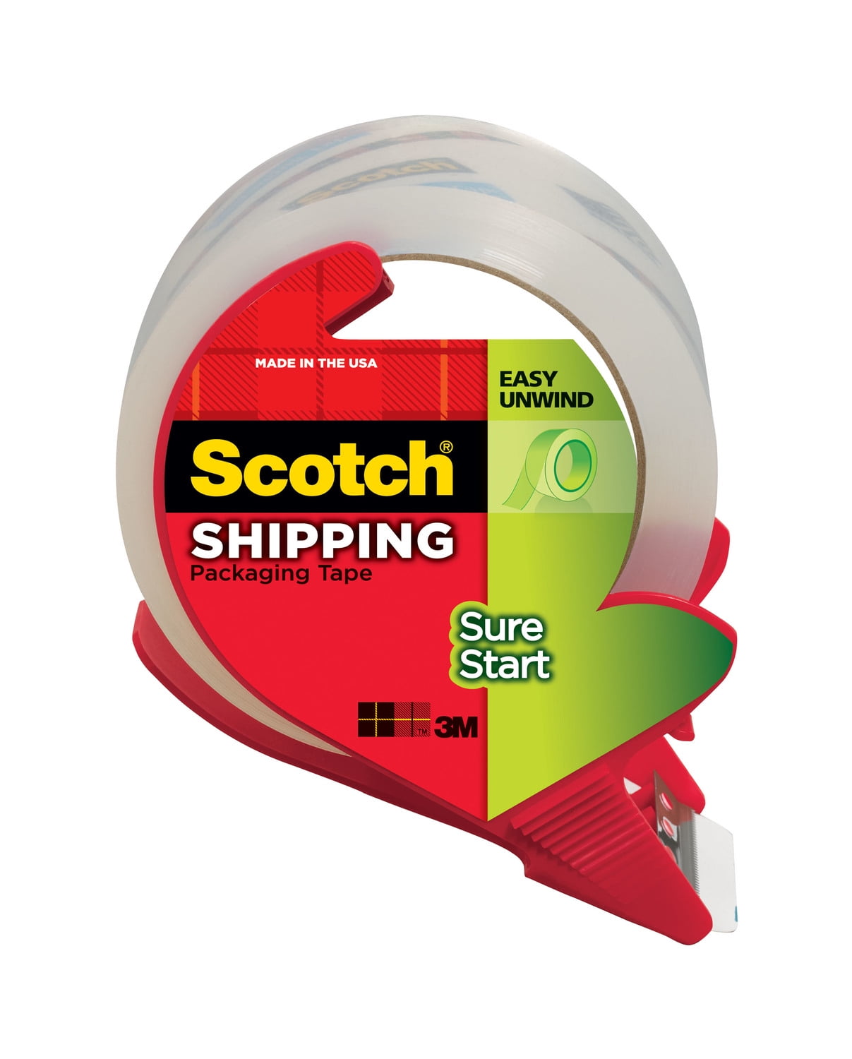 Scotch Sure Start Shipping Packaging Tape with a Refillable Dispenser, 1.88 in x 54.6 yd