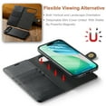 thumbnail image 5 of for iPhone Air Case, PU Leather Detachable Vintage Wallet Flip Magnetic Clousure Drop Protective Slim Phone Case Cover for iPhone Air with Card Holder - Black, 5 of 8