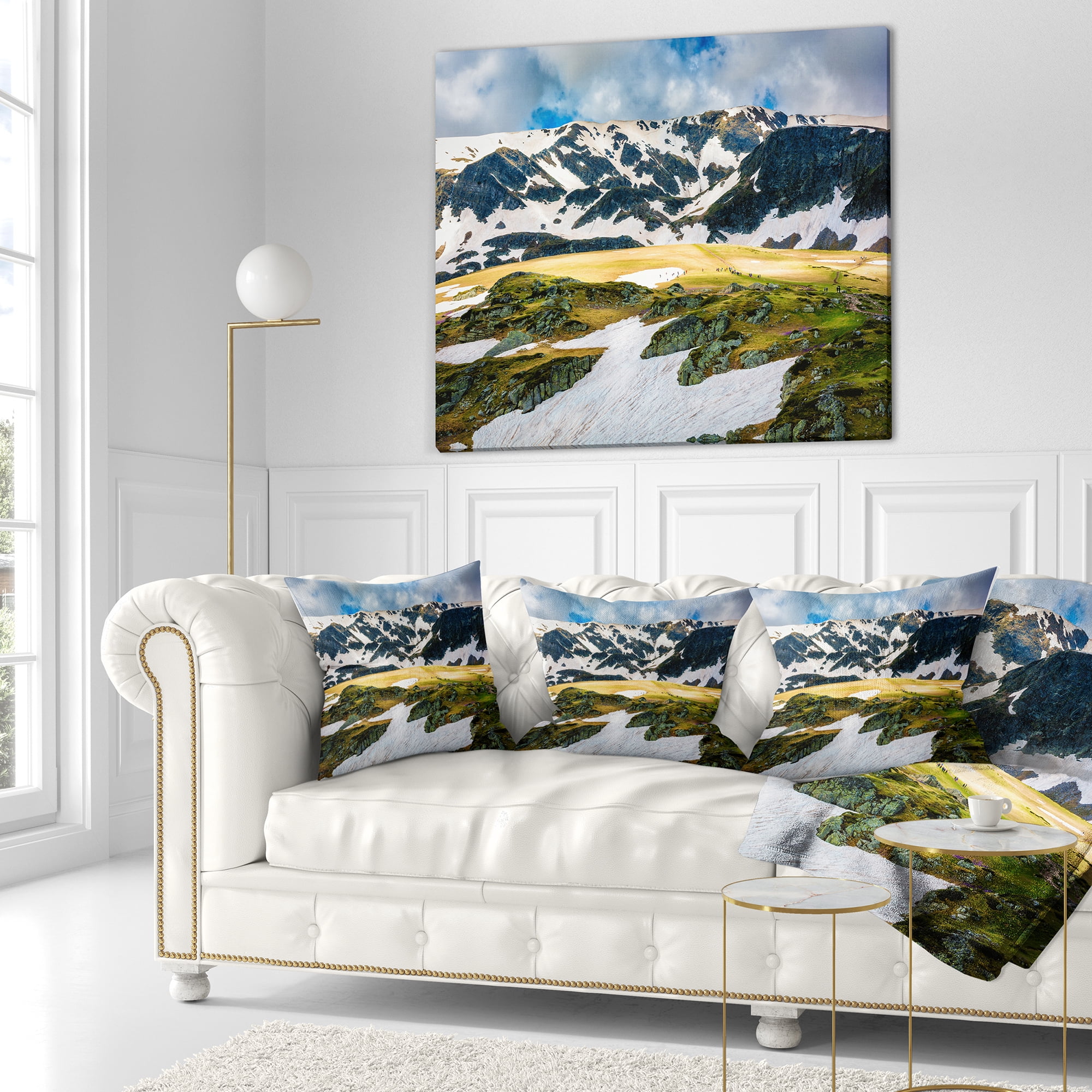Designart Rila lakes and Mountains in Bulgaria - Landscape Printed Throw Pillow - 18x18