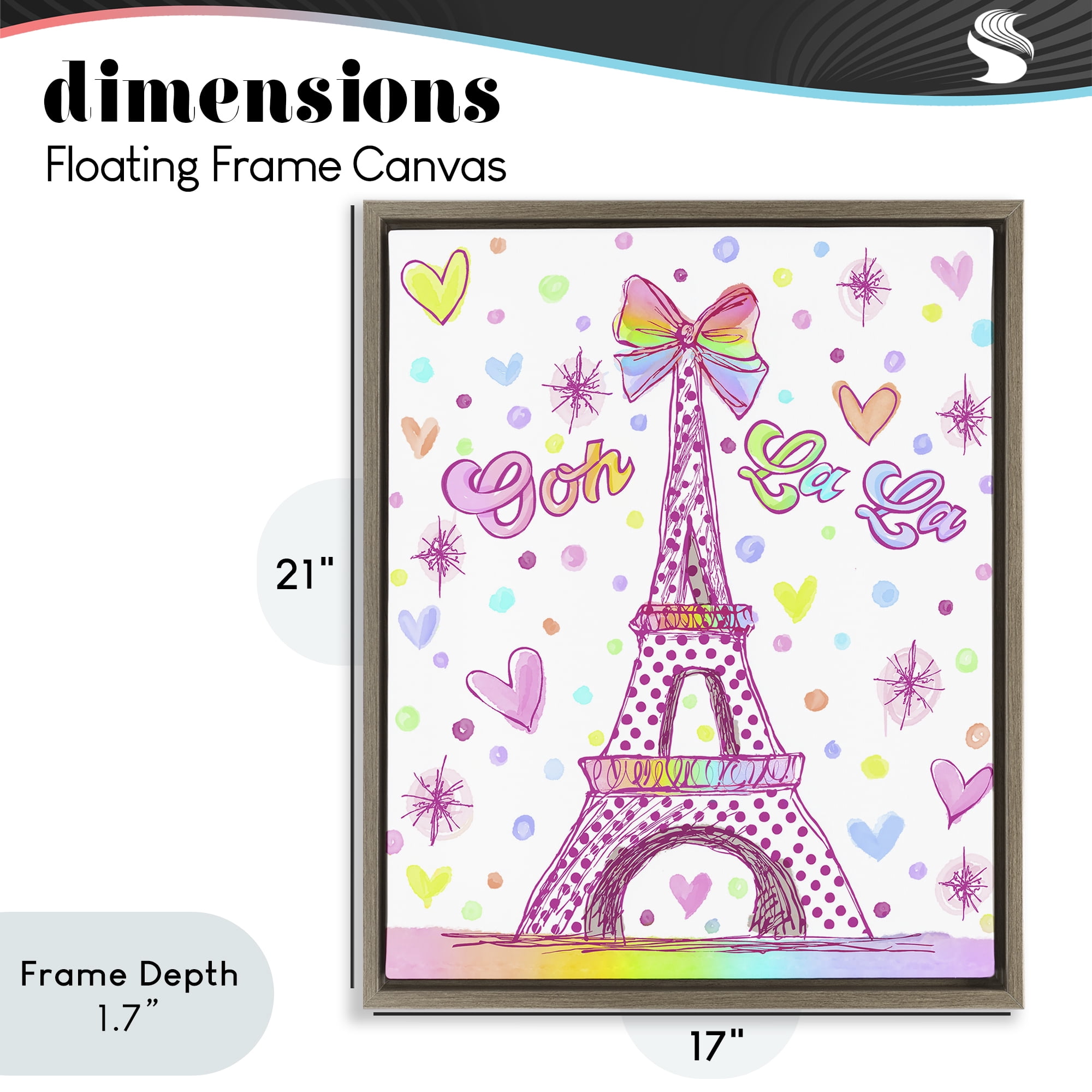 Stupell Industries Bright Pastels Eiffel Tower Brown Framed Floater Canvas Wall Art, design by Jess Stempel