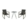 GDF Studio Augusta Outdoor Aluminum 3 Piece Chat Set, Silver, Natural, and Gray Mesh