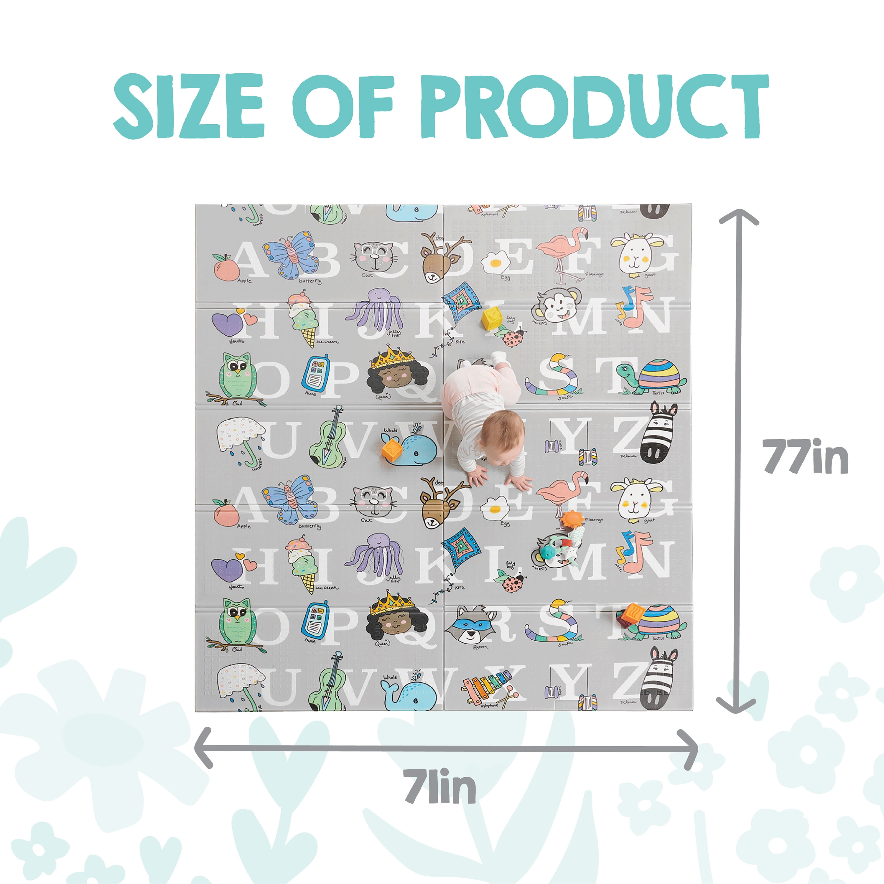 Regalo Sensory & Learning My Play Mat™, Foldable & Reversible Waterproof Foam Play Mat, 77" x 71"