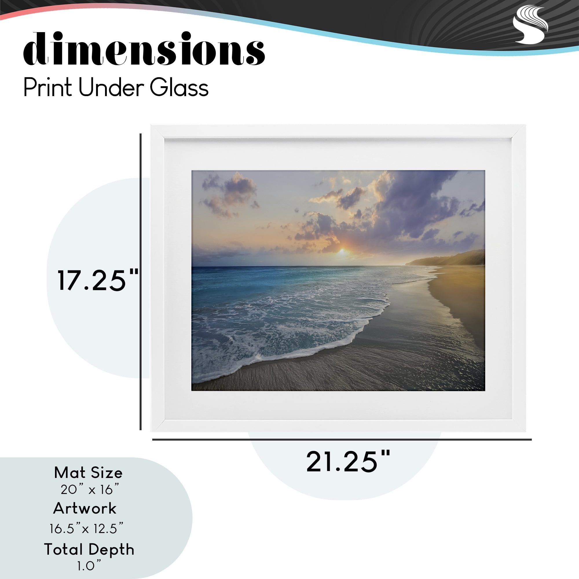 Stupell Industries Sunset over Tranquil Coast White Framed Print Under Glass, design by Mike Calascibetta