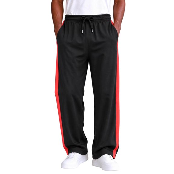 Iyufng Straight Leg Sweatpants for Men, Side Stripe Sports Pants with Drawstring and Pockets for Workout Casual Wear