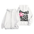 thumbnail image 2 of zaveiop Zip up Hoodie for Women Plam Ocean Beach Sweatshirt Flower Puff Graphic Aesthetic Oversized Tops (White, L), 2 of 5
