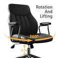 thumbnail image 4 of Retro Faux Leather Office Chair, Ergonomic Swivel Desk Chair with Lumbar Support, Adjustable Height Computer Task Chair for Home Office, Study, Black, 4 of 7