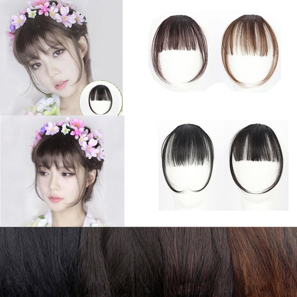 Fiudx Extensión de Cabello, Flequillo Seda Resistente Al Calor, Flequillo Ajustable con Clip, Versatilidad de Peinado, Ideal para Adolescentes, Diseño Fácil de Recortar, Material Ecológico.
