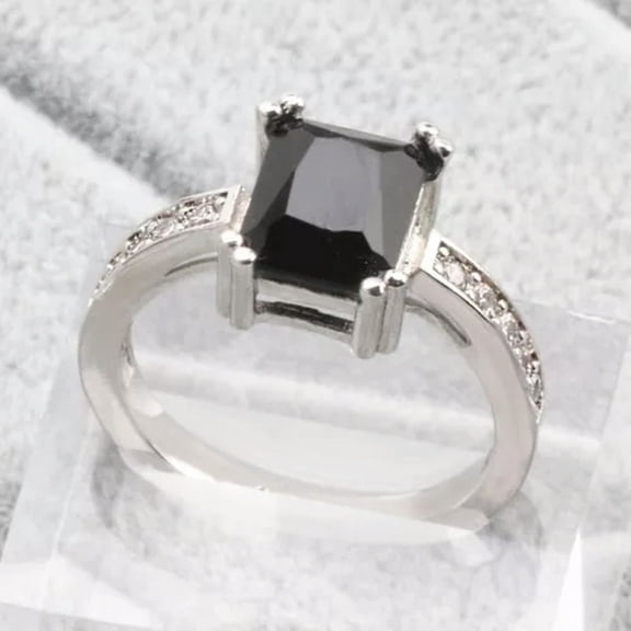 3ct Princess Cut Engagement Black Cz Women's 925 Silver Anniversary Ring Sz 6-10