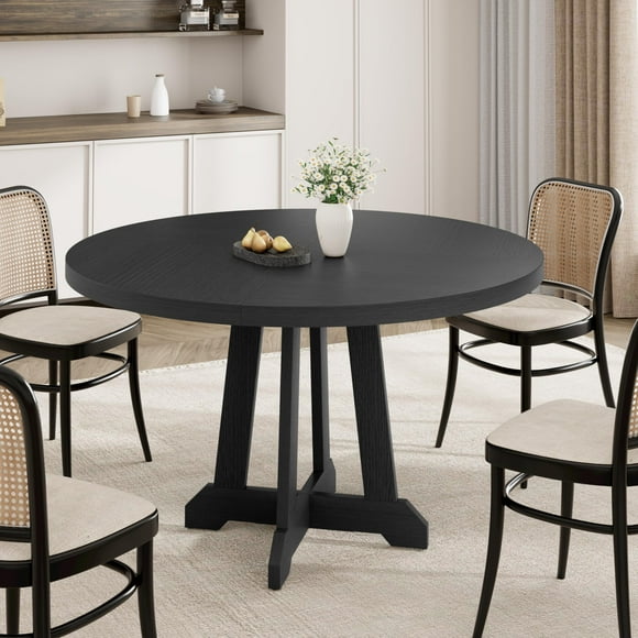 Table à Manger pour 4 à 6 Personnes, Table à Manger Ronde de 47 Po, Table de Cuisine en Bois avec Pattes Robustes, Table de Salle à Manger pour Salle à Manger, Cuisine