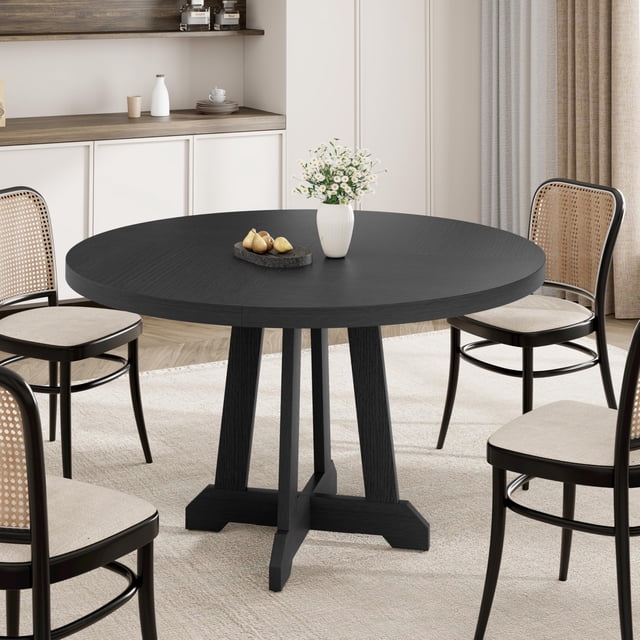 Dining Table for 4 to 6 People, 47 in Round Dining Table, Wooden Kitchen Table with Sturty Legs, Dining Room Table for Dining Room, Kitchen