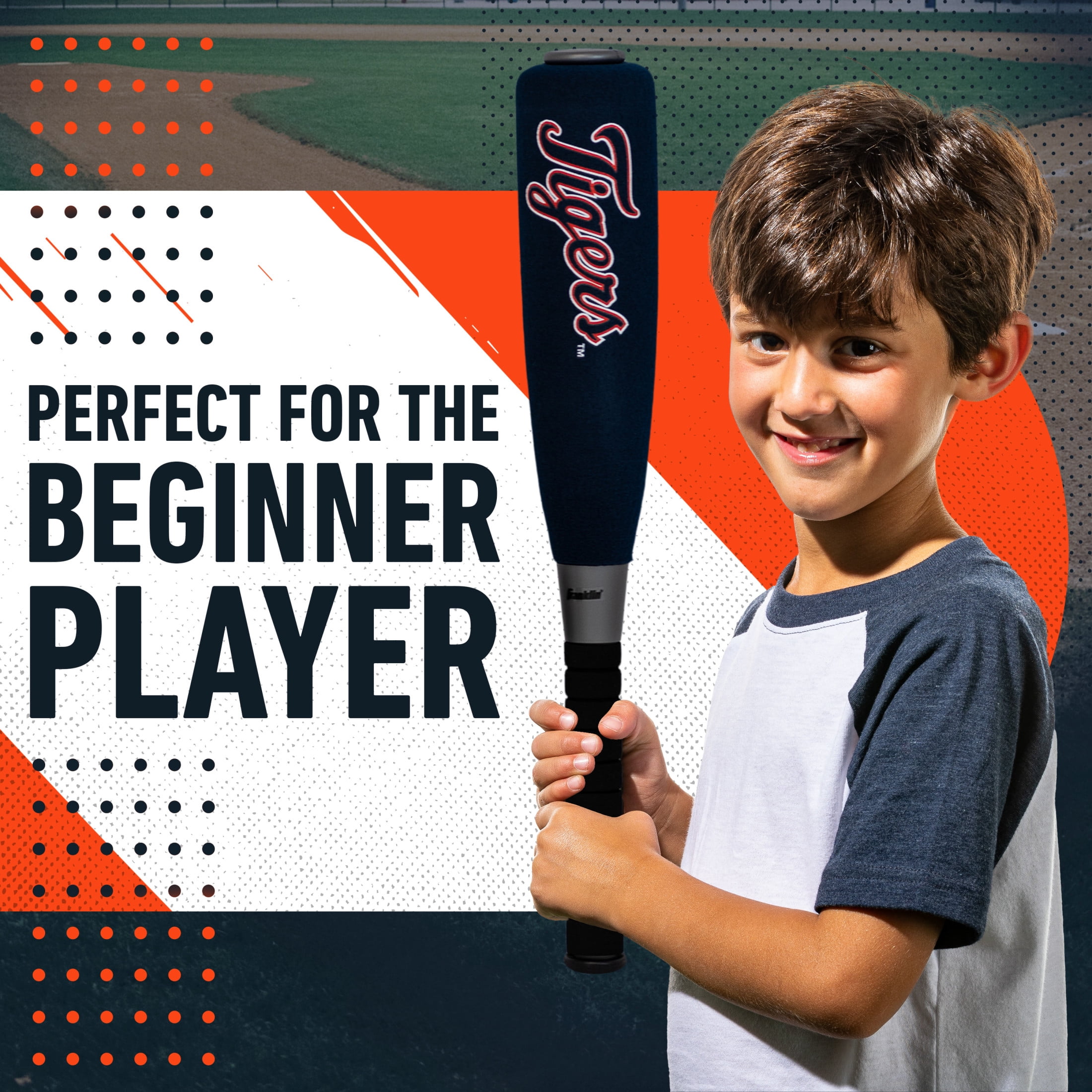 Franklin Sports MLB Detroit Tigers Foam Bat + Ball Set, 21 in