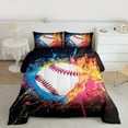 thumbnail image 2 of jejeloiu Baseball Game Lovers Bedding Comforter Set,Ball Sport Gaming Twin Comforter Sets,Multicolor Graffiti Art Bedding Set For Kids,Luxury Bedroom Decor Reversible,2-Piece, 2 of 8