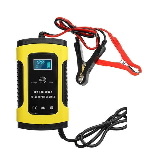 12V Full Automatic Battery Charger 12V 6A LCD Display Smart Fast Auto Motorcycle Electric Car Truck Charger ,Instant Roadside Rescue