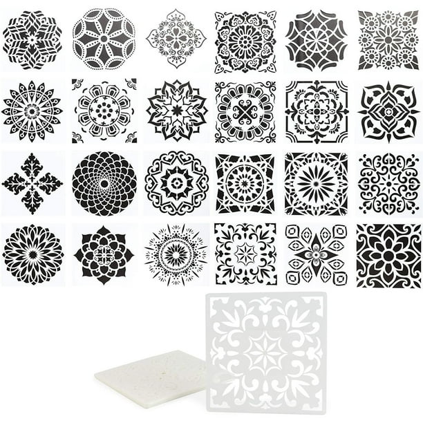 mandala dot paint stencils reusable diy painting templates 5 9 x 5 9 24 pcs walmart com