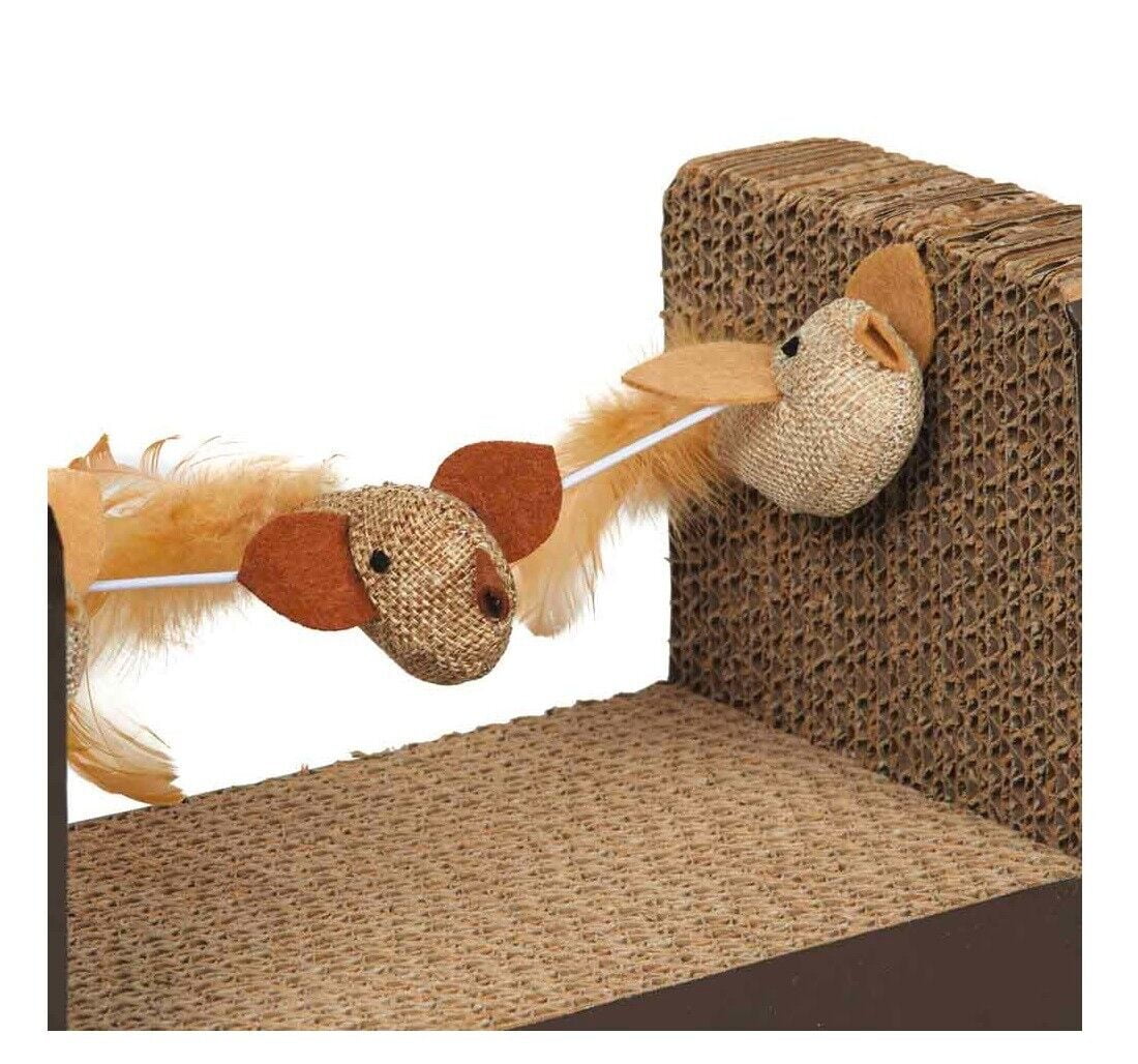 Cat Scratch Posts Pads Boxes Balls Toys Mice Birds or Flowers Catnip Included (Scratcher with Mice)