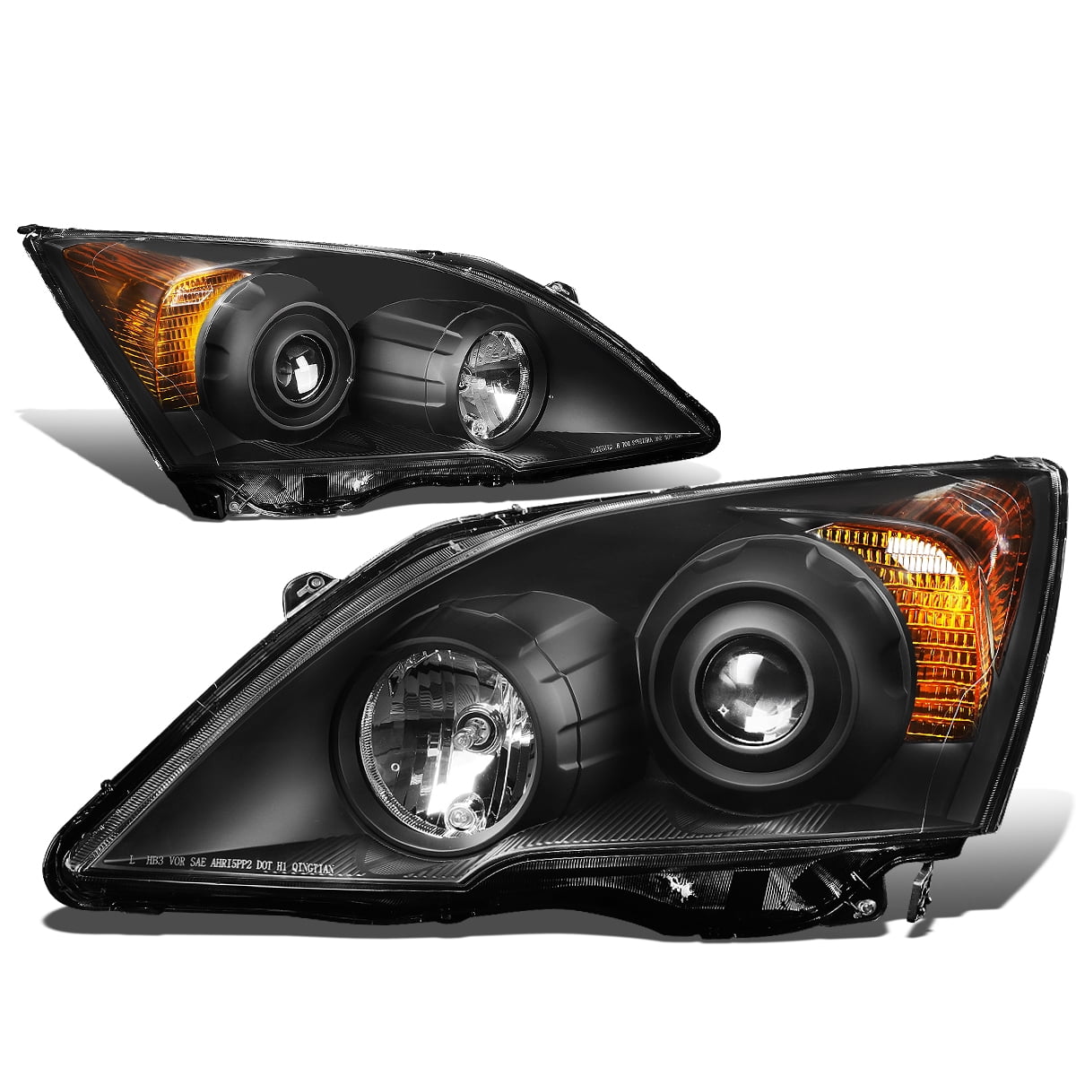 Fit 2007-2011 Honda CRV Chrome Amber Side Projector Headlight w/LED Kit+Cool Fan