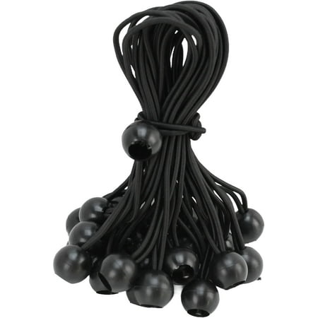 

New 100pcs 6 Ball Bungee Bungi Bungie Cord Tarp Tie Down Strap Canopy Black