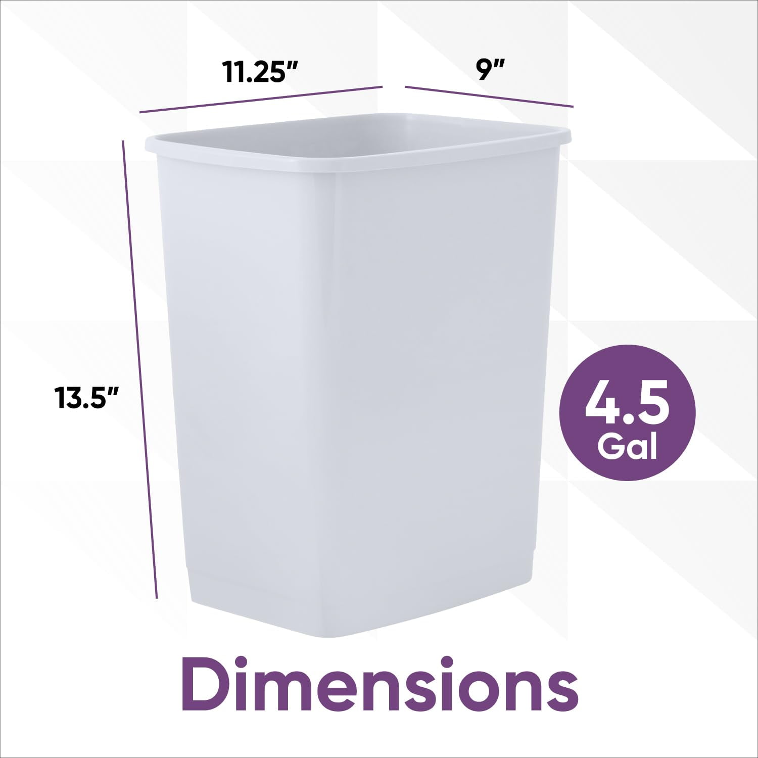 Superio 4.5 Gallon Plastic Trash Can, Waste Bin for Home, Kitchen, Office, Bedroom, Bathroom- 18 Qt (White Smoke)