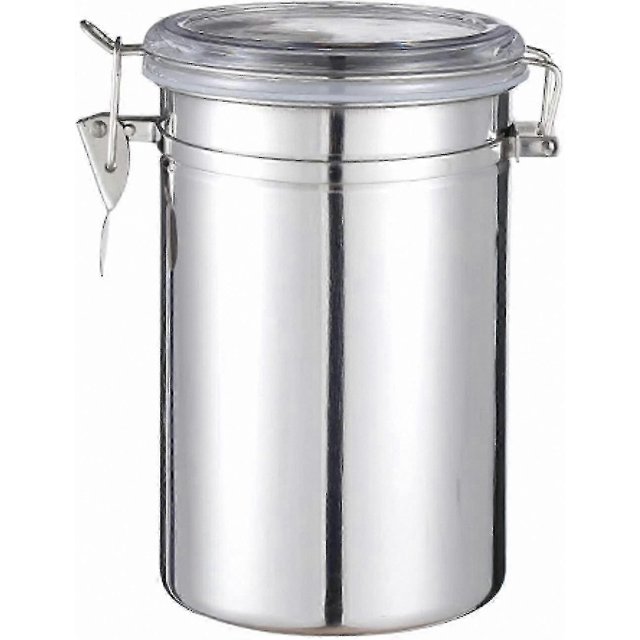 Airtight Stainless Steel Jar with Clear Acrylic Lid for Tea, Coffee, Sugar, and Food Storage