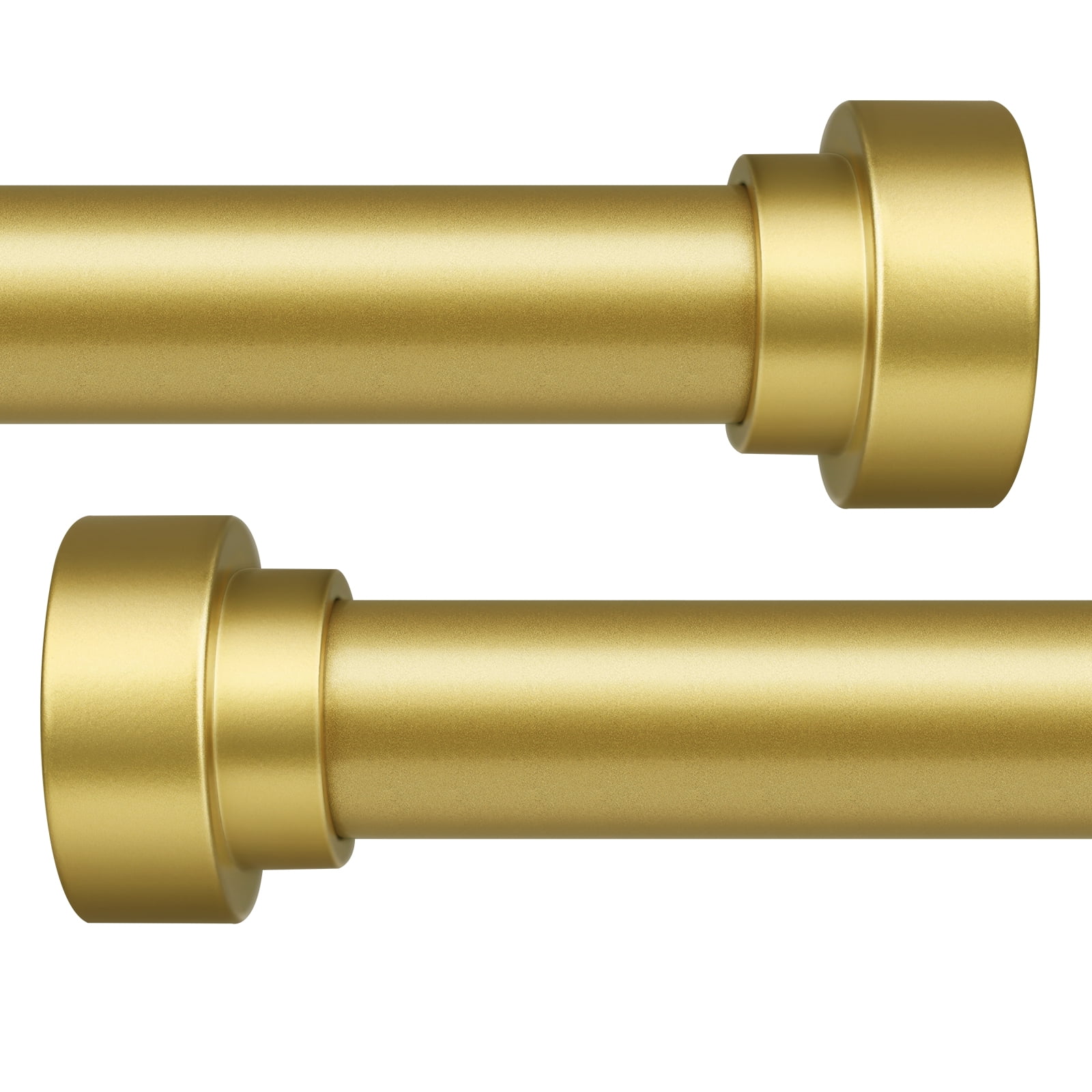Meriville 1-Inch Side Curtain Rod Set with End Cap Finials, Adjustable 12-20 Inches, Set of 2, Gold