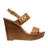 Michael Kors MK Women's Heels Deanna Leather Luggage Wedge Sandals 49T9DNHA1L (Luggage Brown, 6)