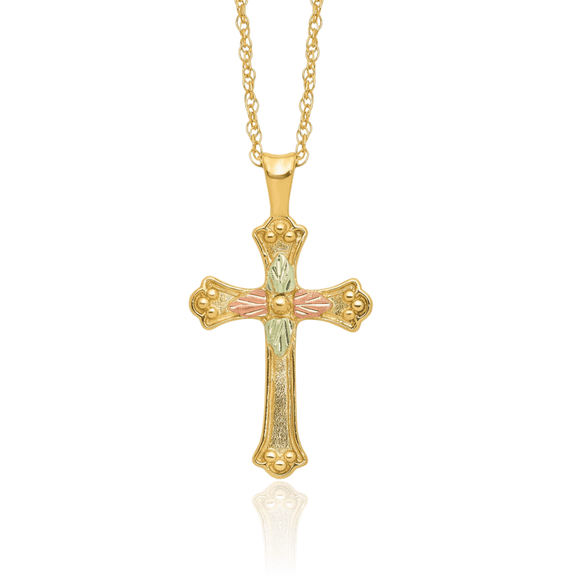 10K Solid Black Hills Gold Holy Cross Necklace